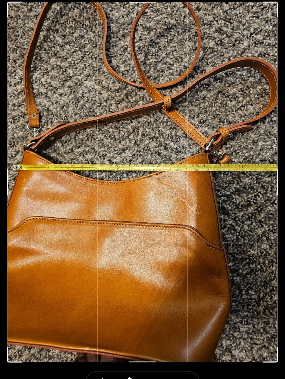 Vera Pelle Cognac Leather Hobo Bag - Picture 5 of 13